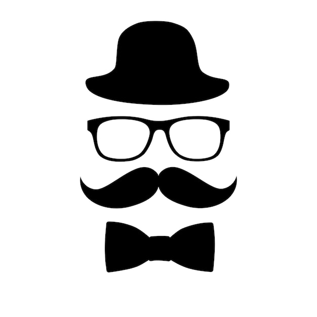 Felicitaciones por el Día del Padre elemento gráfico personaje retro silueta negra icono de rostro de caballero