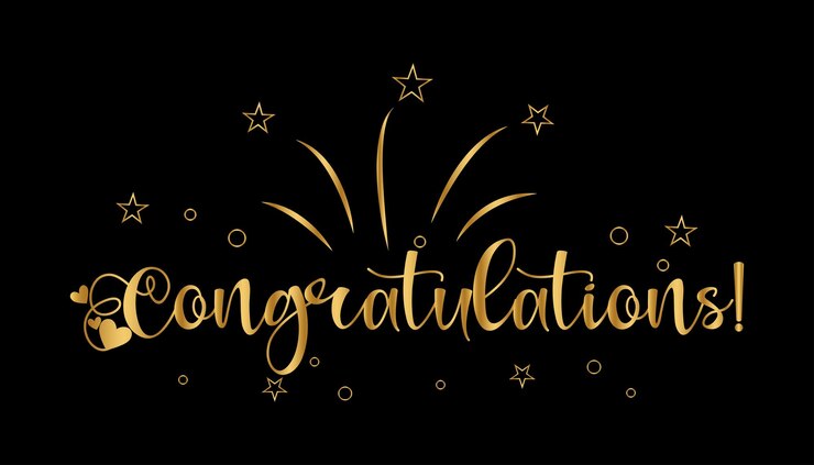 Felicitaciones dibujadas a mano con letras con ilustración vectorial de color dorado