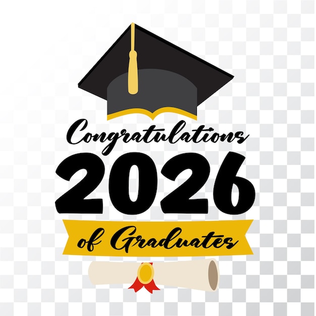 felicitaciones para el diseño de PNG de la graduación de 2026 felicitaciones de la ilustración vectorial de la gradulación de 2026