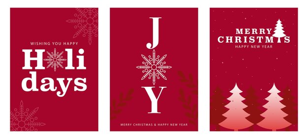 Felicitaciones navideñas con este conjunto de tarjetas de felicitación de diseño minimalista para Navidad y Año Nuevo