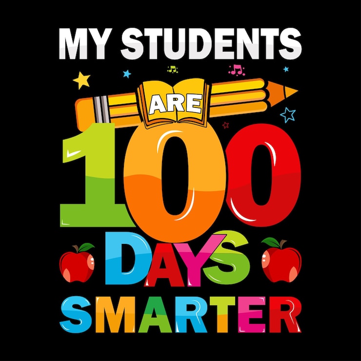Feliz 100.o día de escuela diseño de camiseta vector camiseta