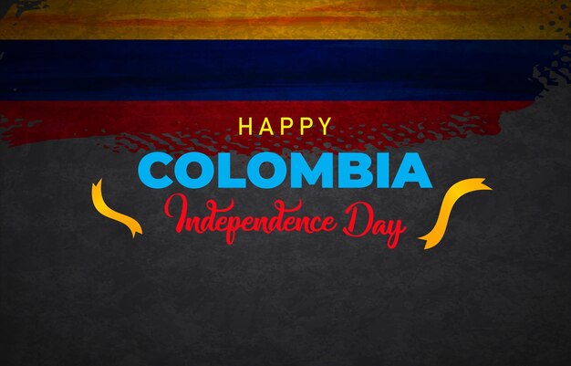 Vector feliz 20 de julio banner de paisaje del día de la independencia de colombia para publicación en redes sociales con fondo abstracto degradado amarillo azul y rojo