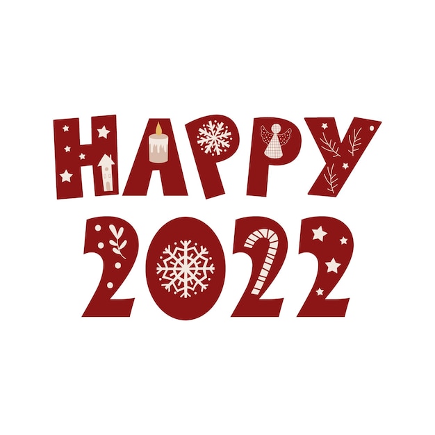 Vector feliz 2022 - letras de navidad. ilustración vectorial.