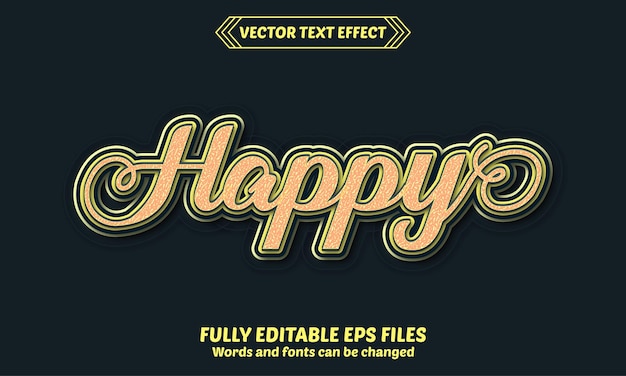 Vector feliz 3d vector creativo efecto de texto editable