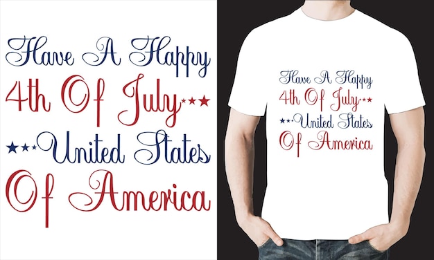 Feliz 4 de julio archivo de vector de diseño de camiseta