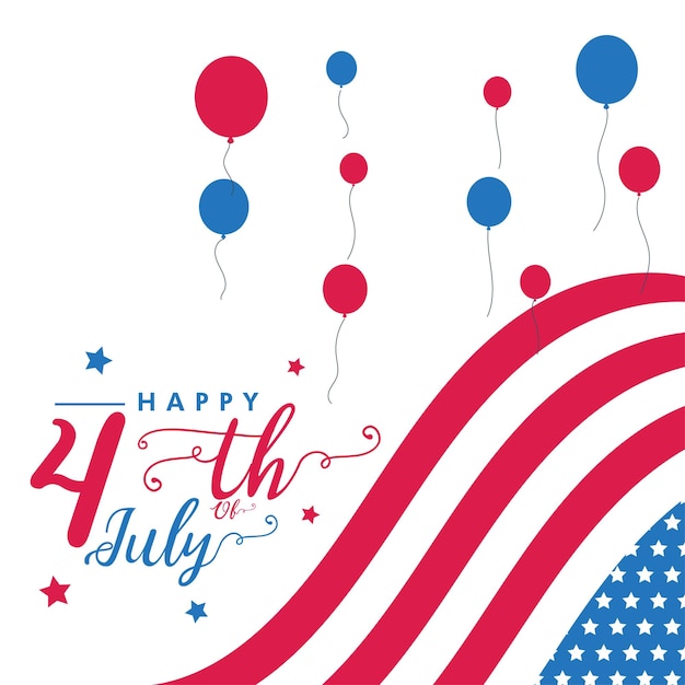 Feliz 4 de julio, día de la independencia, plantilla de tarjeta de felicitación de celebración de EE. UU. América con vector de espacio de copia