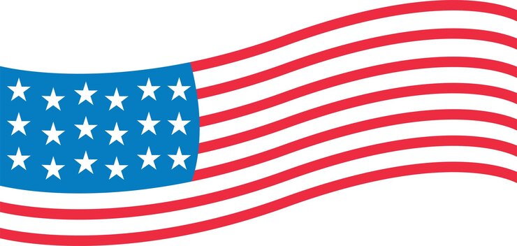 Feliz 4 de julio rojo azul bandera ondulada de Estados Unidos ilustraciones de artes vectoriales incrustadas para gráficos de camisetas