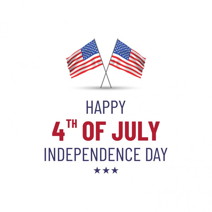 Feliz 4 de julio. Tarjeta de felicitación del día de la independencia de Estados Unidos con la bandera nacional estadounidense