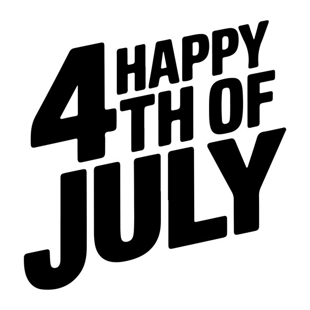 Feliz 4 de julio tipografía letras arte vectorial ilustración en fondo blanco