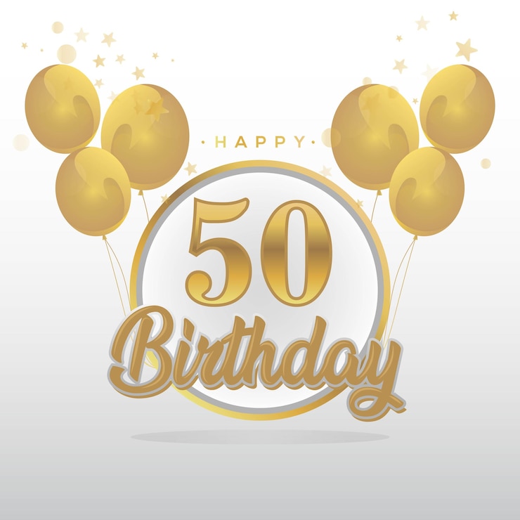 Vector feliz 50 cumpleaños globos tarjeta de felicitación de fondo. vector de fondo de tarjeta de felicitación de globos.
