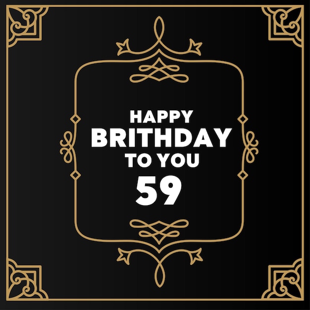 Vector feliz 59 cumpleaños diseño de lujo moderno para tarjetas de felicitación, tarjeta de cumpleaños, tarjeta de invitación.