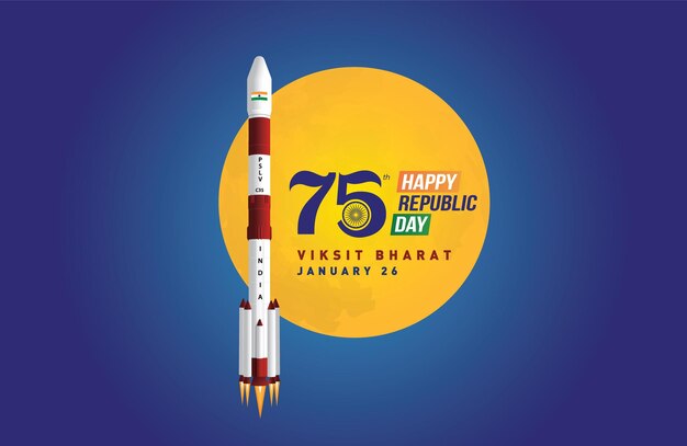 Feliz 75o día de la república de la india vector plantilla diseño de ilustración