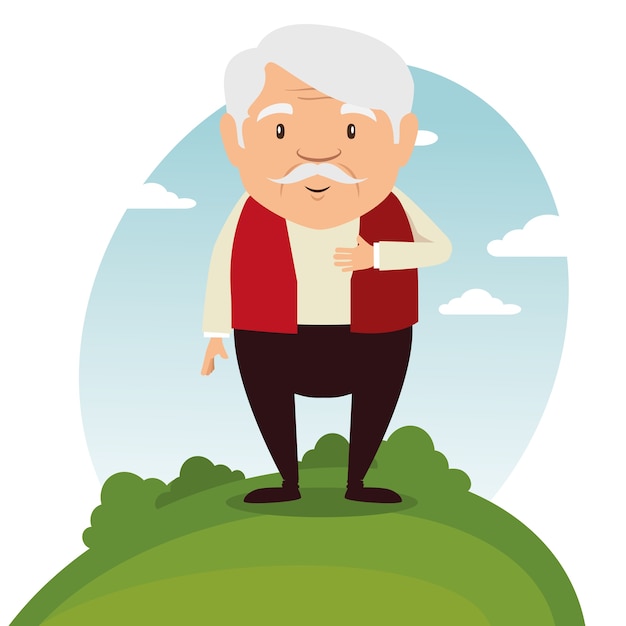 Feliz abuelo de dibujos animados