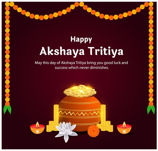 Feliz akshaya tritiya festival hindú indio celebración vector diseño