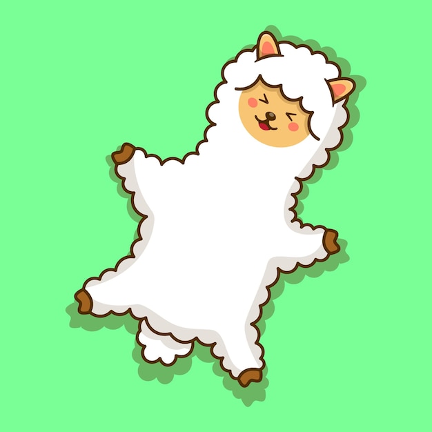 Feliz alpaca llama lindo dibujo animado vector ilustración animal kawaii