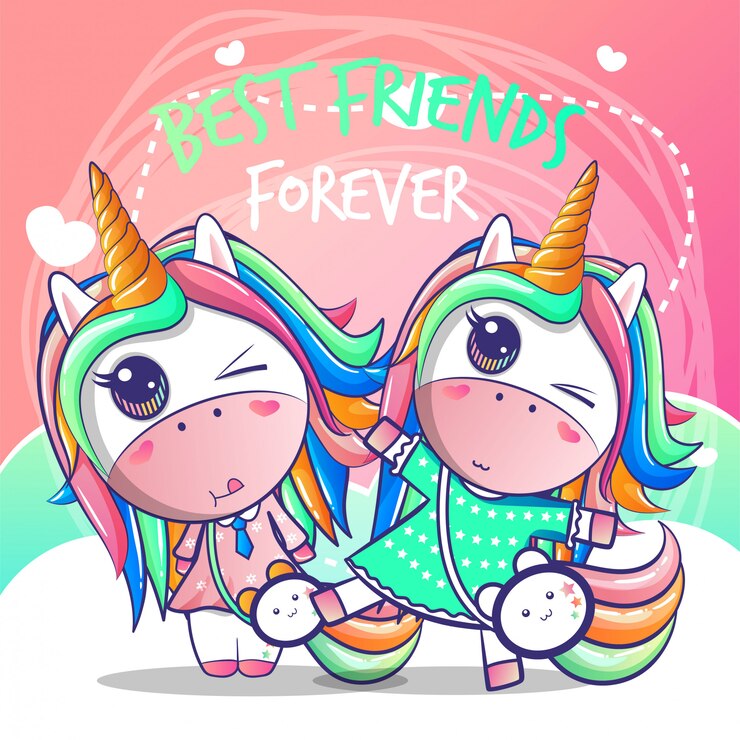 Vector una feliz amistad unicornio