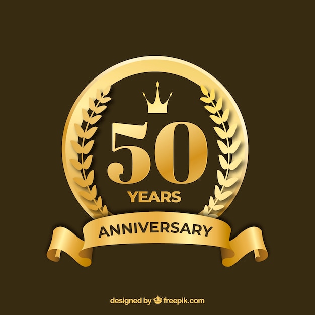 Feliz aniversario con números en estilo dorado