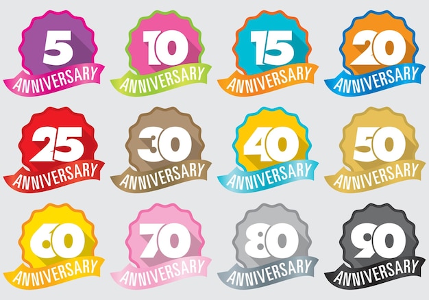 feliz aniversario con números geométricos en concepto de color plano