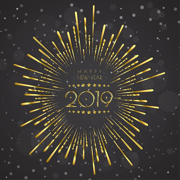 Feliz año 2019 nuevo. Tarjeta de saludos Diseño colorido