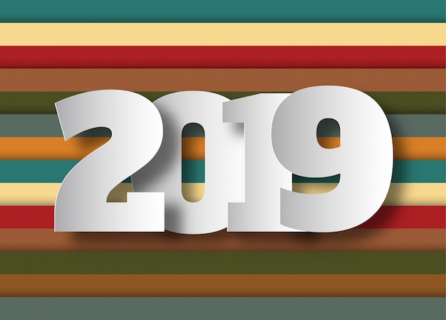 Feliz año 2019 nuevo. Tarjeta de saludos Diseño colorido