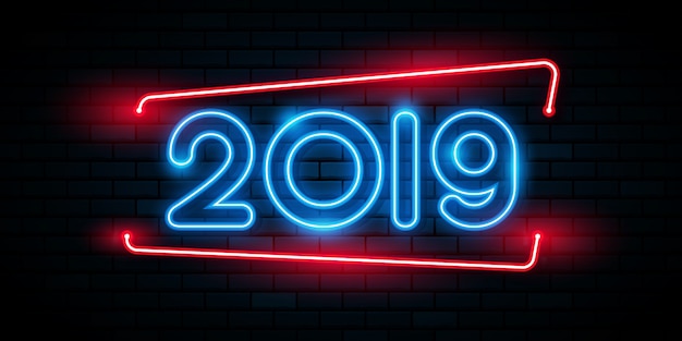 Feliz año 2019 nuevo. Tarjeta de saludos Diseño colorido