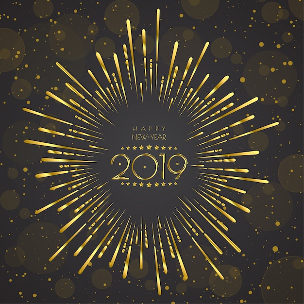 Feliz año 2019 nuevo. Tarjeta de saludos Diseño colorido