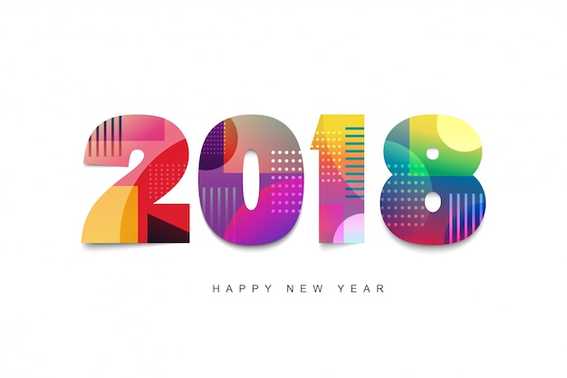 Feliz año nuevo 2018 diseño de texto. Plantilla de diseño de tarjeta de felicitación 2018