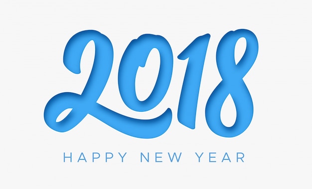 Feliz año nuevo 2018 tarjeta de felicitación con papel cortado