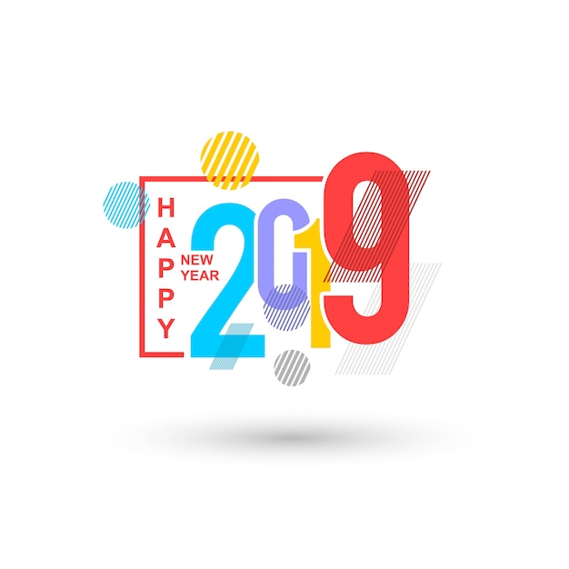 Feliz año nuevo 2019 banner y texto