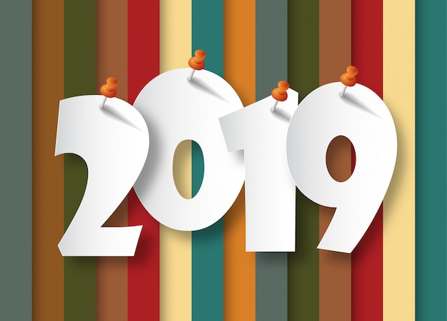 Vector feliz año nuevo 2019. tarjeta de felicitación.