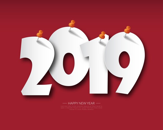 Vector feliz año nuevo 2019. tarjeta de saludos. diseño colorido