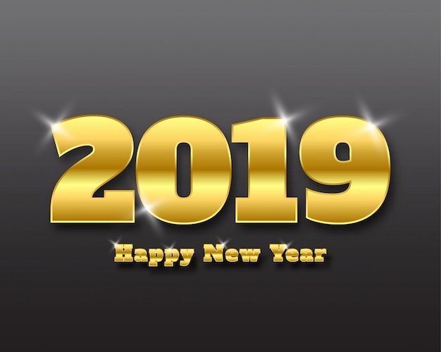 Feliz año nuevo 2019. Tarjeta de saludos.