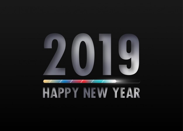 Feliz año nuevo 2019. Tarjeta de saludos.
