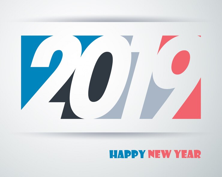 Vector feliz año nuevo 2019. tarjeta de saludos.