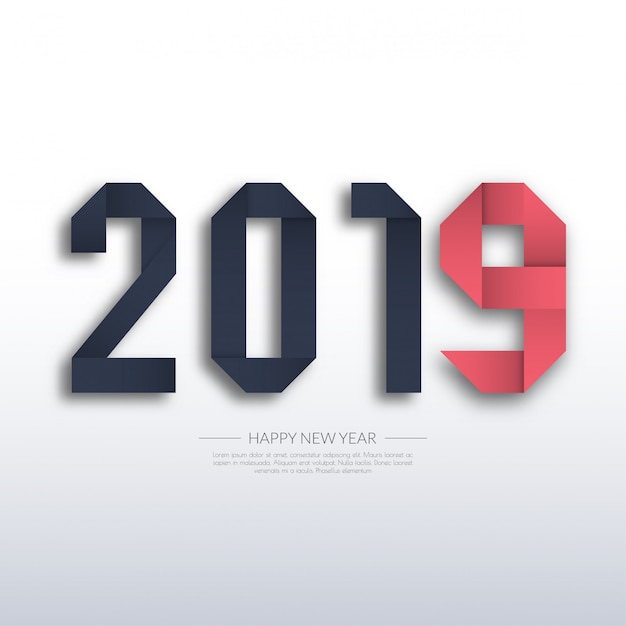 Feliz año nuevo 2019. Tarjeta de saludos.