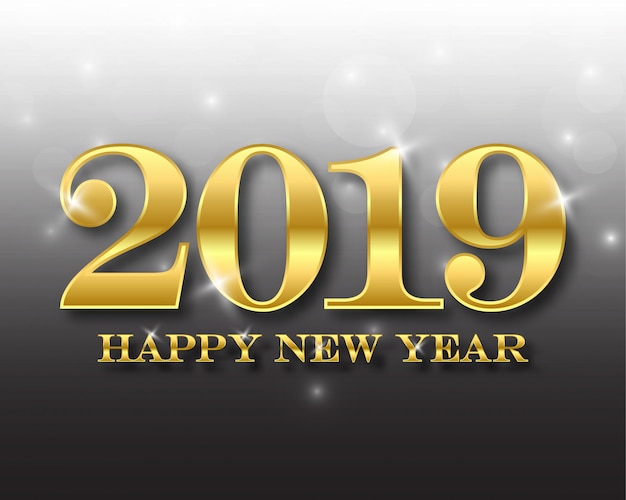 Feliz año nuevo 2019. Tarjeta de saludos.