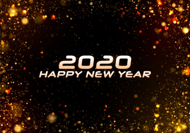 Feliz año nuevo 2020. Bokeh sparkle Christmas.