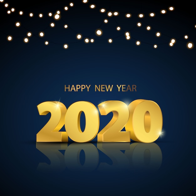 Vector feliz año nuevo 2020. diseño de tarjeta de felicitación