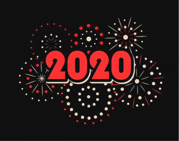Feliz año nuevo 2020 con fuegos artificiales