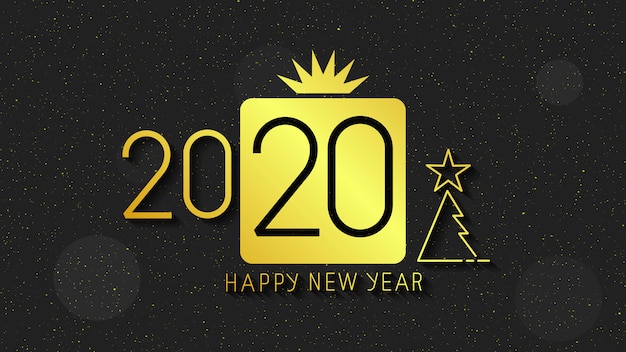 Vector feliz año nuevo 2020 logo text. portada del diario de negocios para 2020 con deseos.