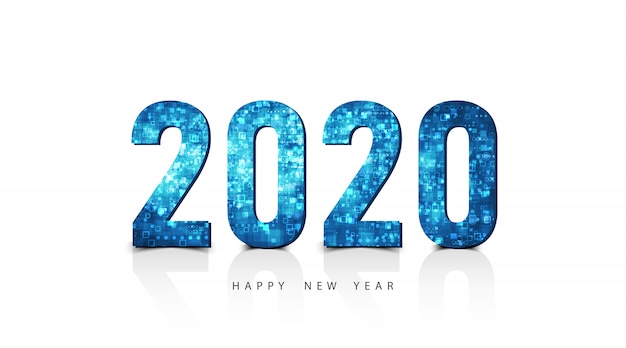 Feliz año nuevo 2020 logo text