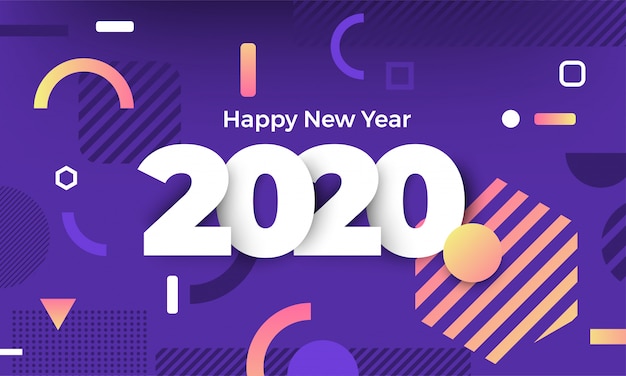 Feliz año nuevo 2020 memphis design