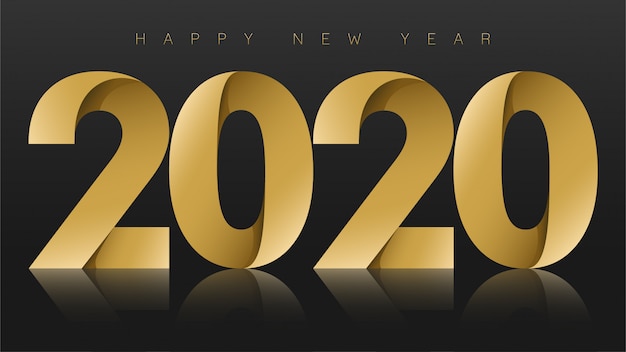 Feliz año nuevo 2020, oro sobre negro