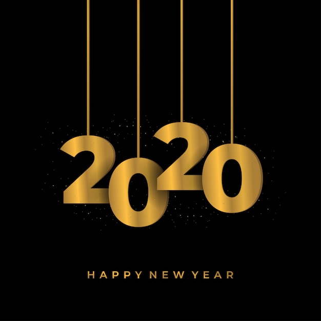 Feliz año nuevo 2020 saludo fondo con números de oro