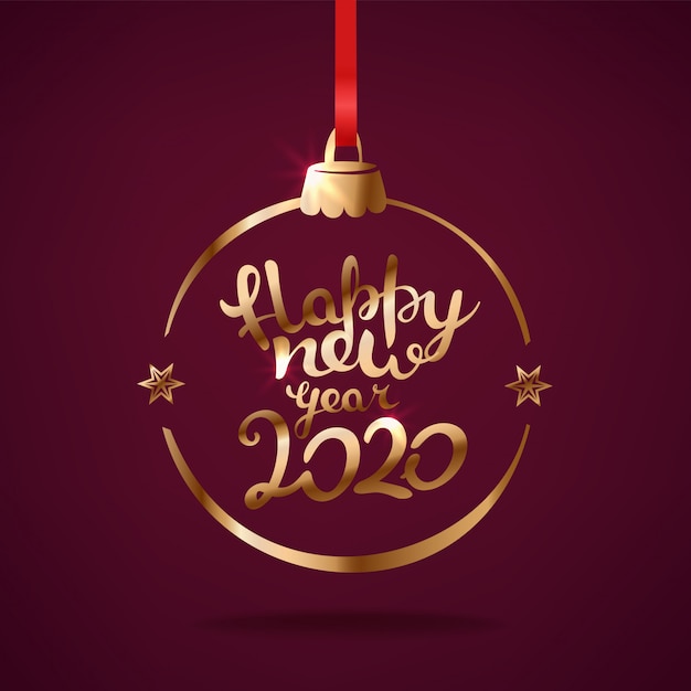 Feliz año nuevo 2020 saludos con inscripción de letras