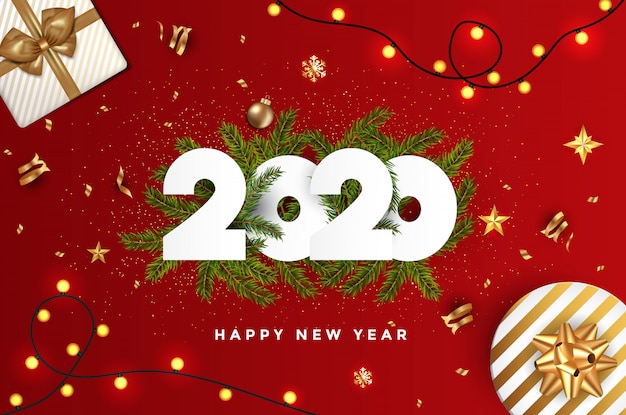Feliz año nuevo 2020 tarjeta de felicitación.