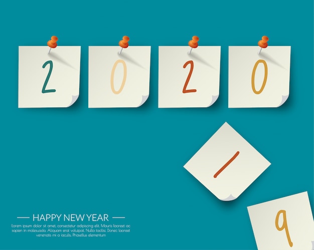 Feliz año nuevo 2020 Tarjeta de felicitaciones. resumen