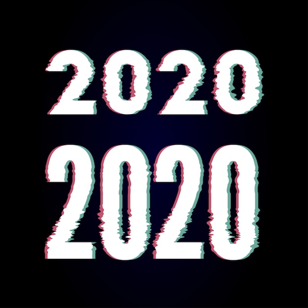 Feliz año nuevo 2020 Text Design glitch