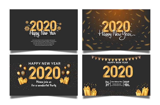 Feliz año nuevo 2020. vector para celebración