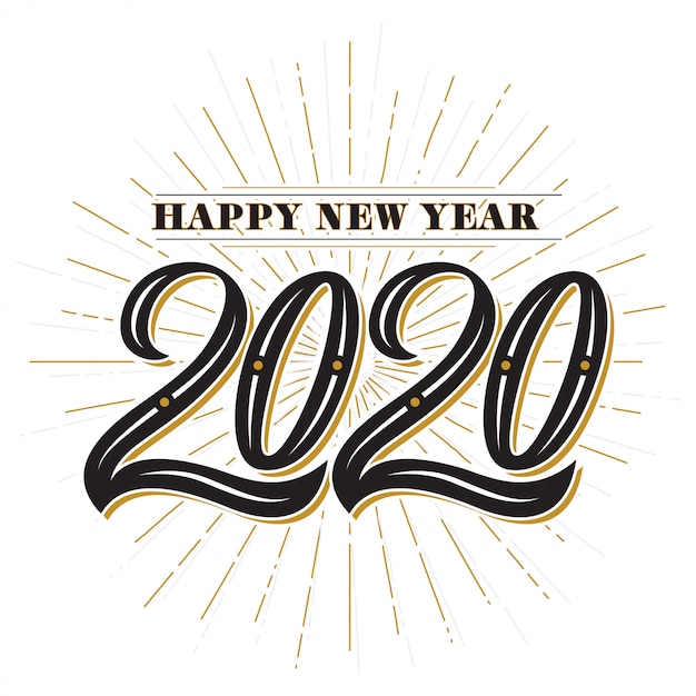 Feliz año nuevo 2020 vintage